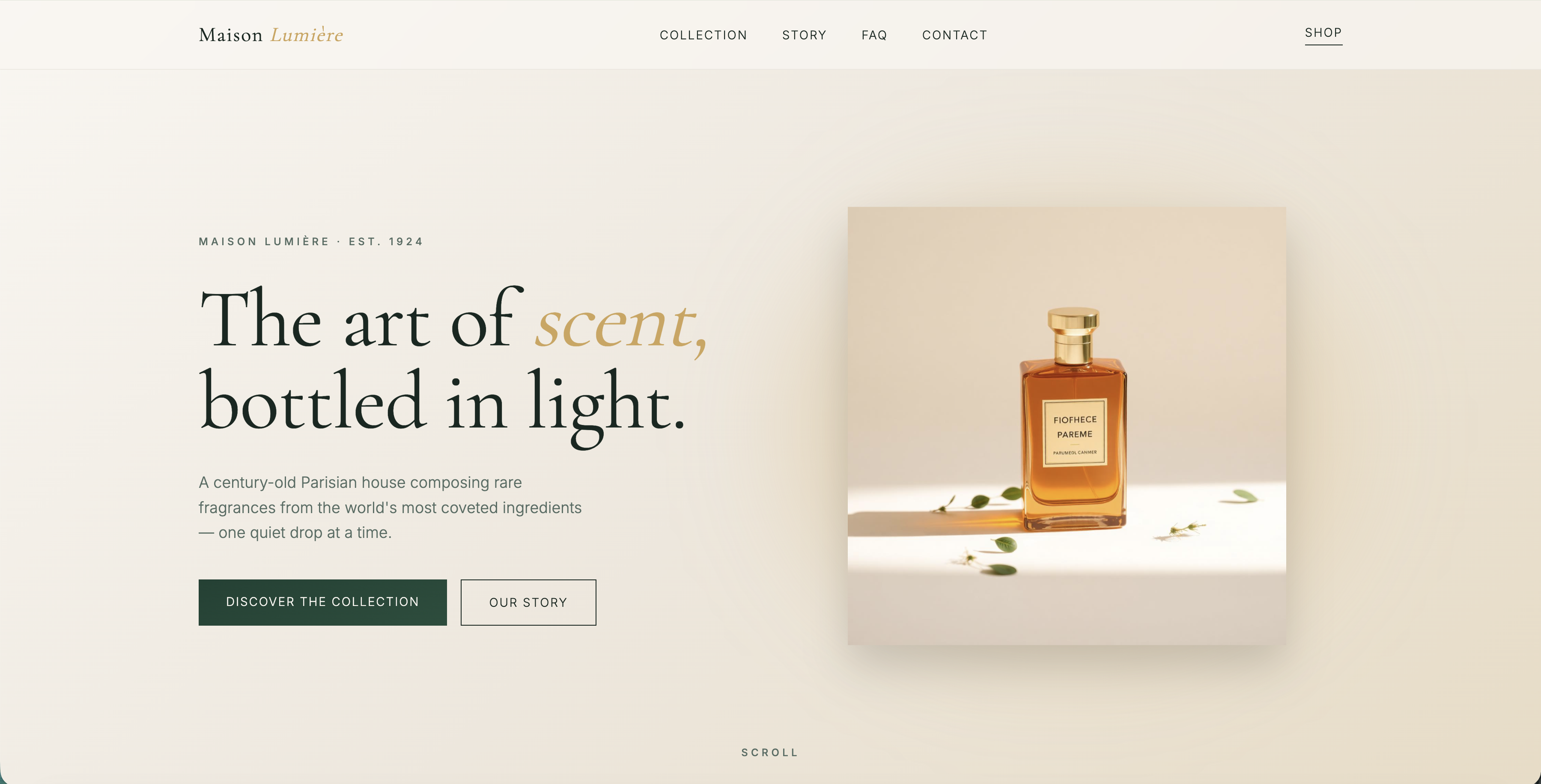 Maison Lumiere — A fragrance house, bottled in light